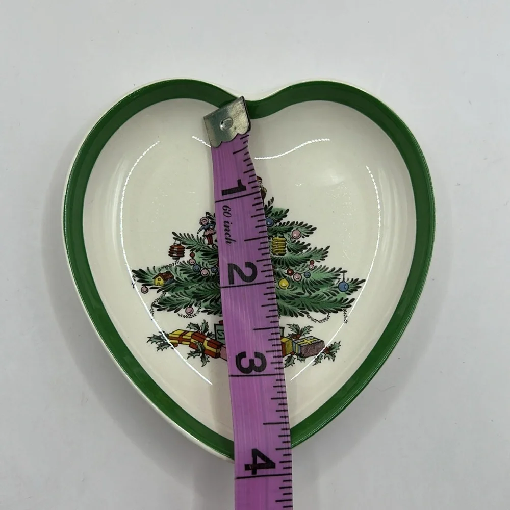 Spode Christmas Tree heart shaped dishes with original box